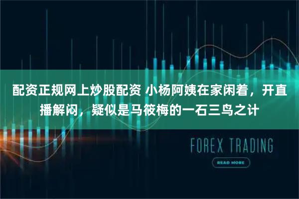 配资正规网上炒股配资 小杨阿姨在家闲着，开直播解闷，疑似是马筱梅的一石三鸟之计
